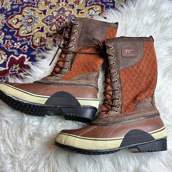 SOREL Rust Lace-Up Duck Boots Women Sz 8.5 Waterproof Winter Farmhouse Cottage - Picture 13 of 13
